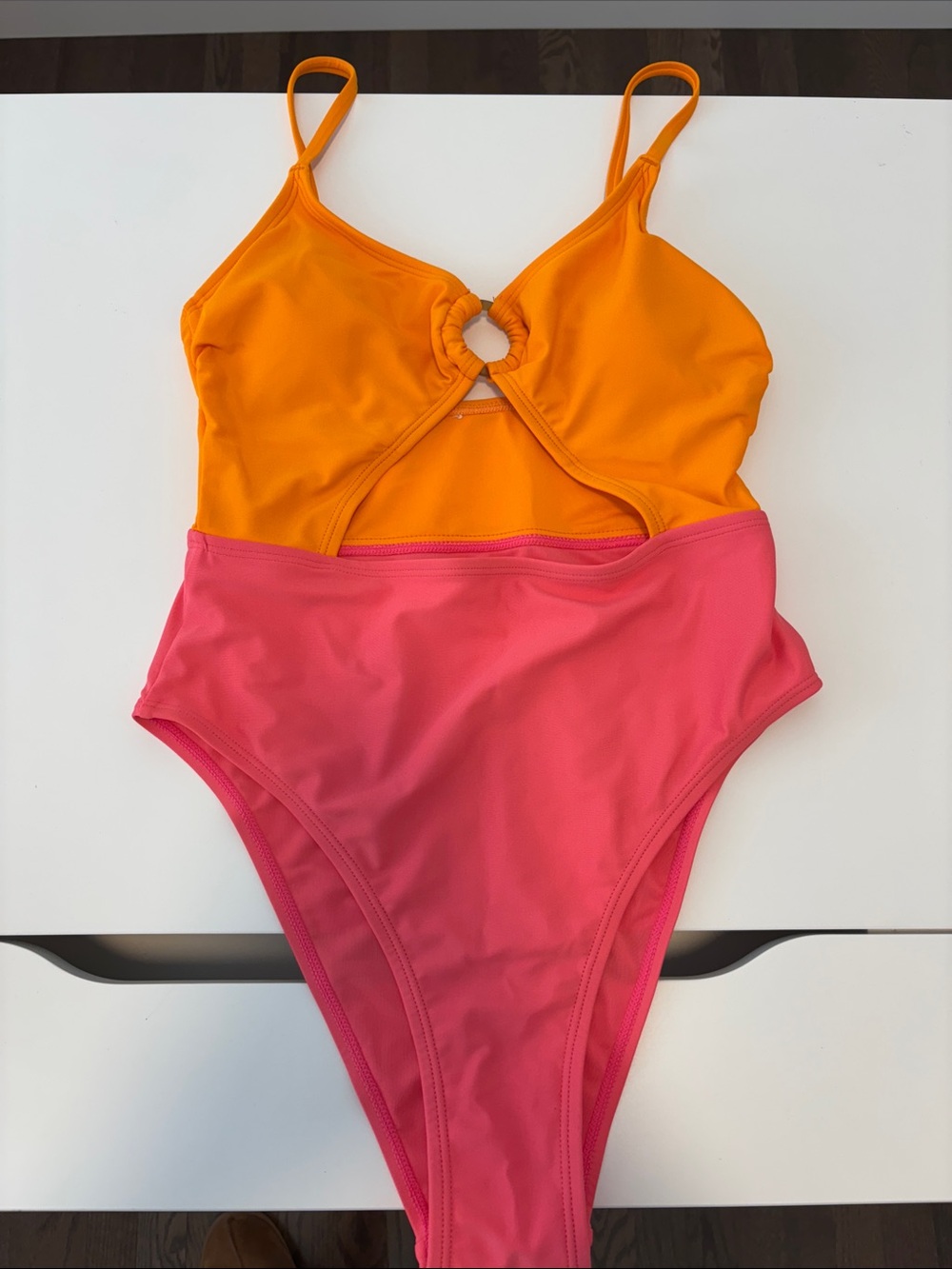 Colorblock Orange & Pink One-Piece Swimsuit